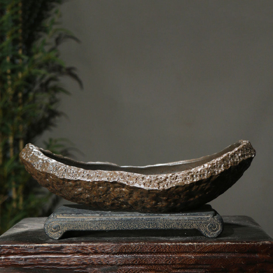 14.1" (36cm) Handcrafted Rock-Like Abstract Bonsai Forest Pot