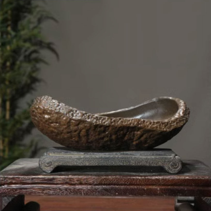 14.1" (36cm) Handcrafted Rock-Like Abstract Bonsai Forest Pot Corner View