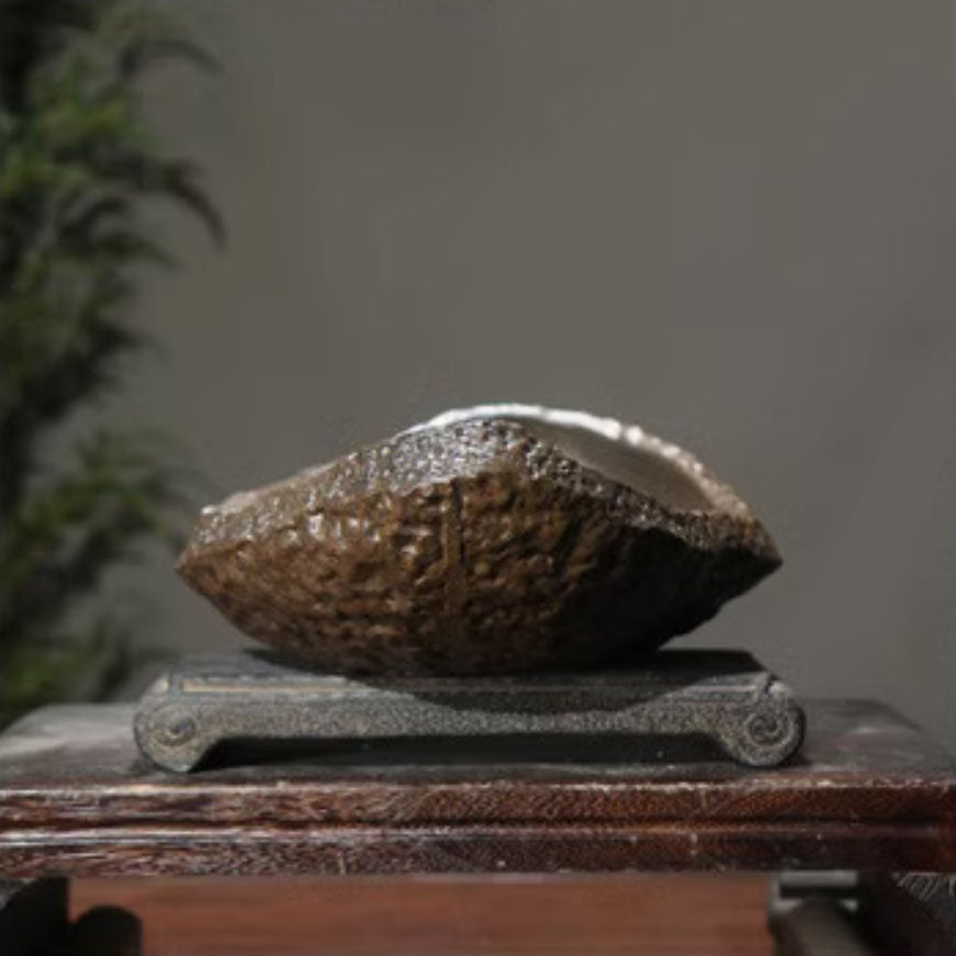 14.1" (36cm) Handcrafted Rock-Like Abstract Bonsai Forest Pot Front View