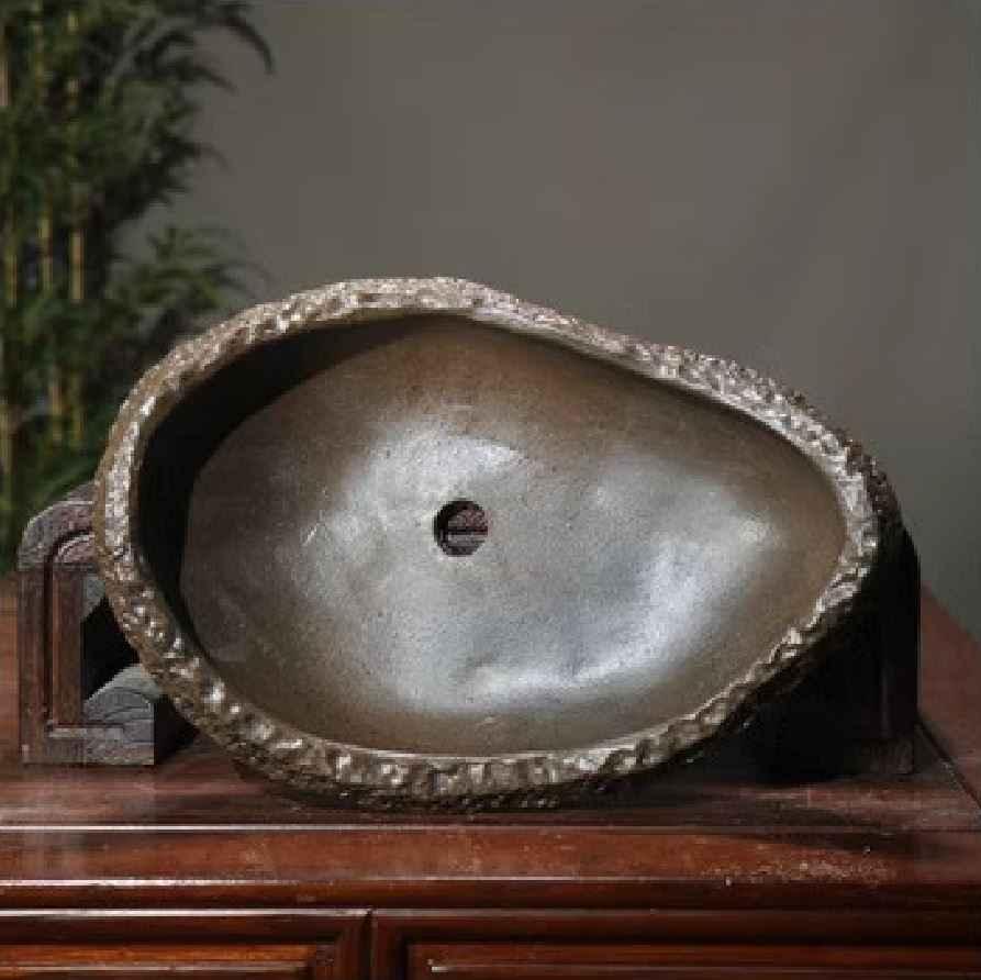 14.1" (36cm) Handcrafted Rock-Like Abstract Bonsai Forest Pot