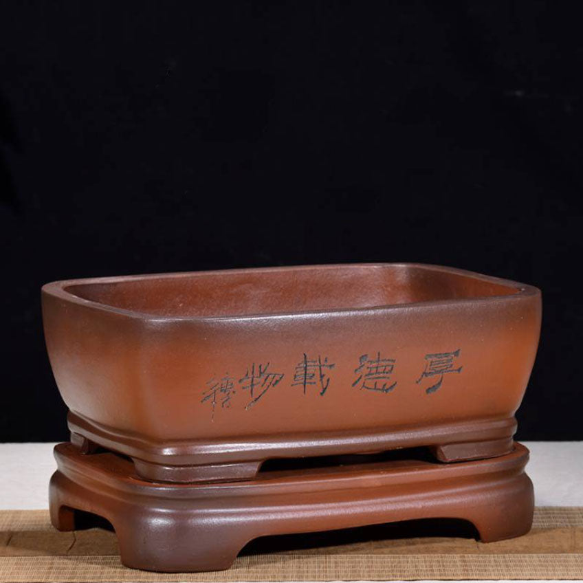 14.1" (36cm) Large Antique-Like Rectangular Bonsai Pot w Stand