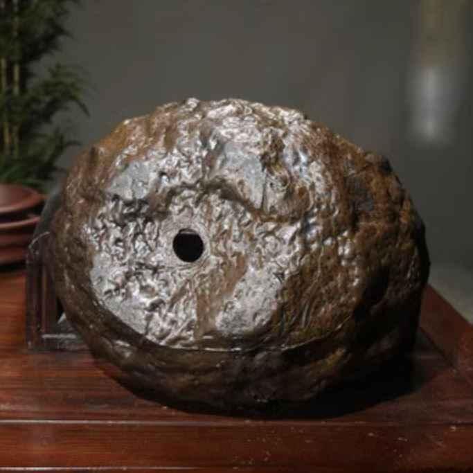 14.1" (36cm) Large Handcrafted Rock-Style Crescent Bonsai Pot