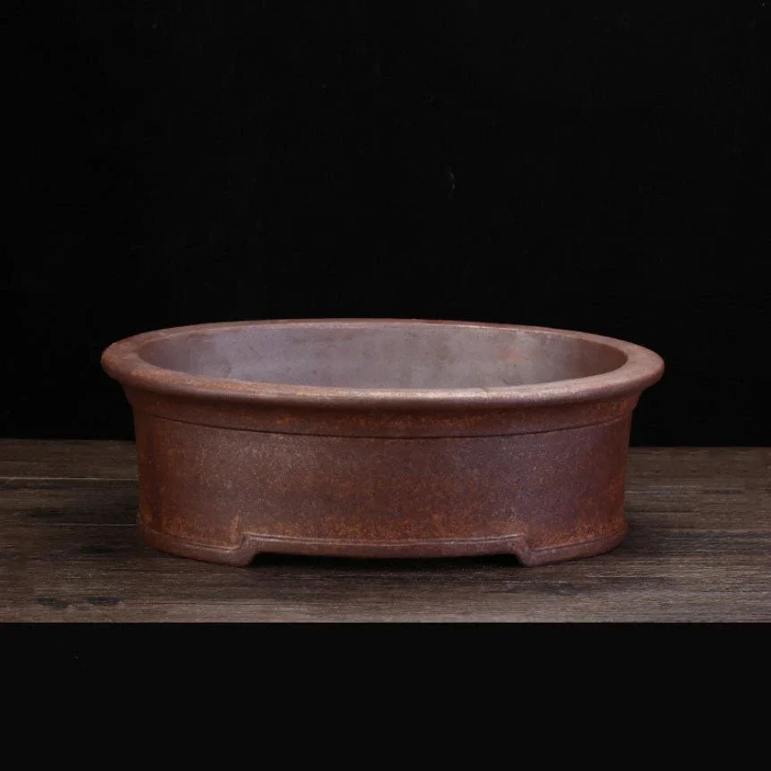 14.1" (36cm) Large Oval Rustic Bonsai Pot w Arched Foot Design