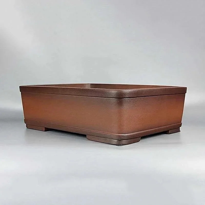 14.1" (36cm) Rectangular Minimalist Bonsai Pot w Smooth Corners & Flat Walls Corner View
