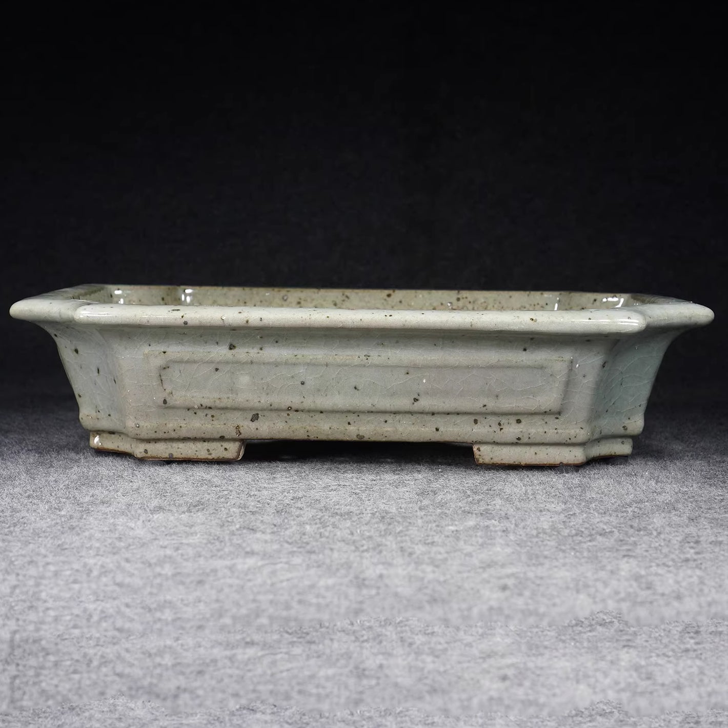 14.1 inch (36cm) Large Corner-Cut Dazheng And Kiln Jun Glaze White Bonsai Pot