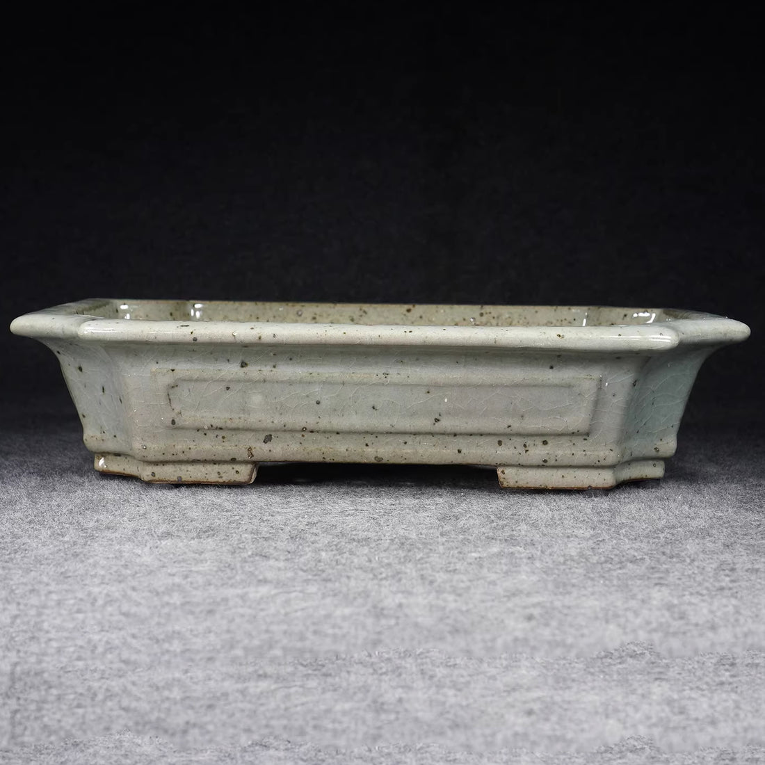 14.1 inch (36cm) Large Corner-Cut Dazheng And Kiln Jun Glaze White Bonsai Pot