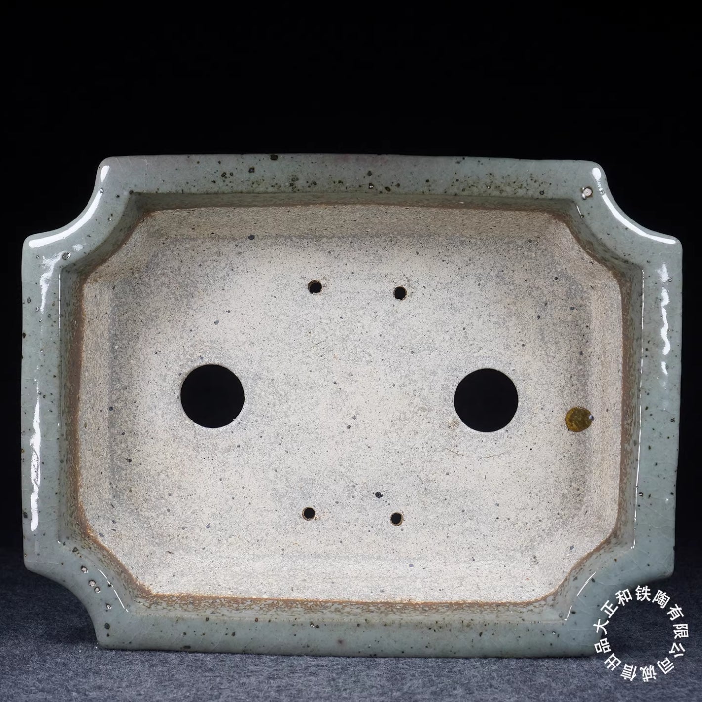 14.1 inch (36cm) Large Corner-Cut Dazheng And Kiln Jun Glaze White Bonsai Pot Inner View