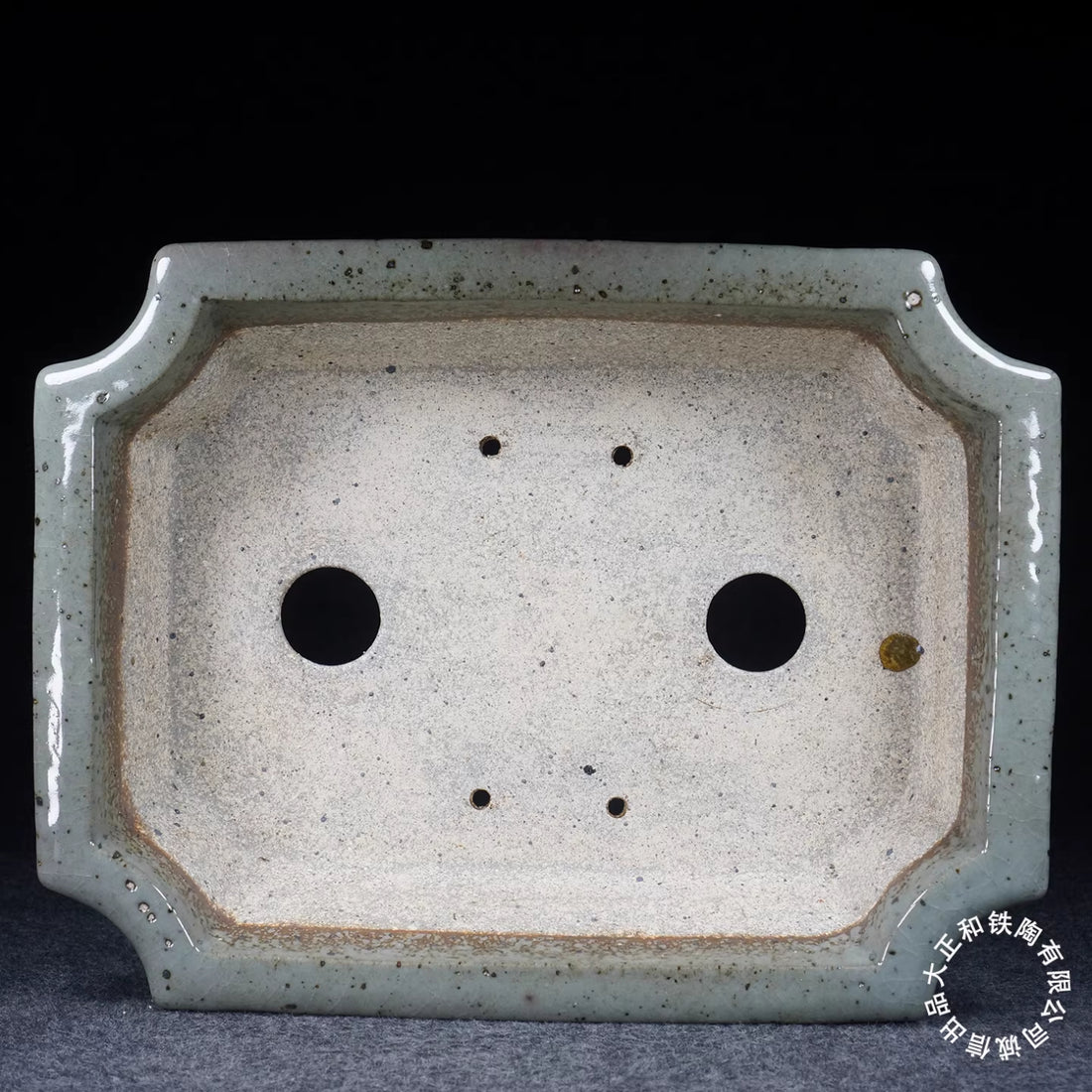 14.1 inch (36cm) Large Corner-Cut Dazheng And Kiln Jun Glaze White Bonsai Pot Inner View