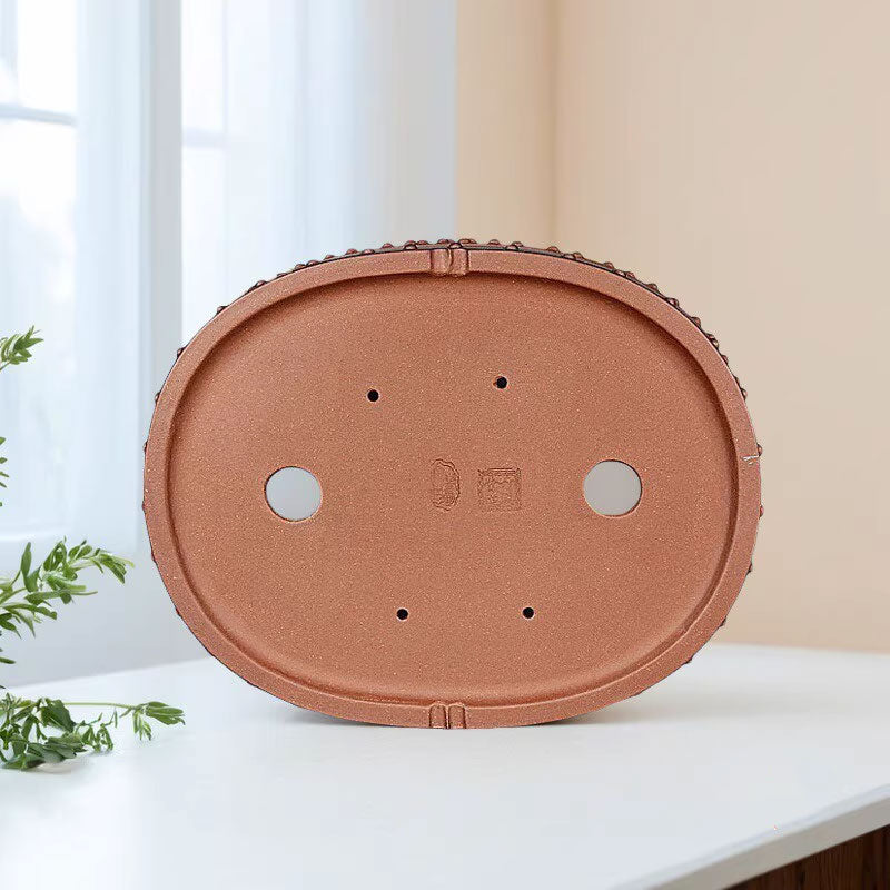 14.1 inch (36cm) Large Oval Unglazed Premium Traditional Drum Bonsai Pot Bottom View