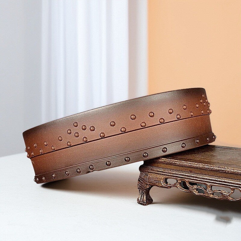14.1 inch (36cm) Large Oval Unglazed Premium Traditional Drum Bonsai Pot Corner View