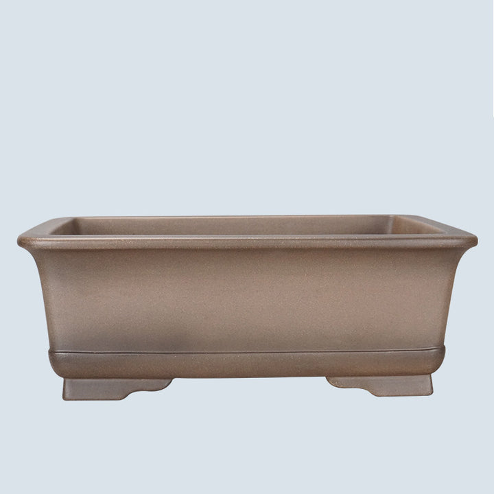 14.1 inch (36cm) Large Rectangular Beige-Brown Dual Tone Raised Feet Unglazed Bonsai Pot