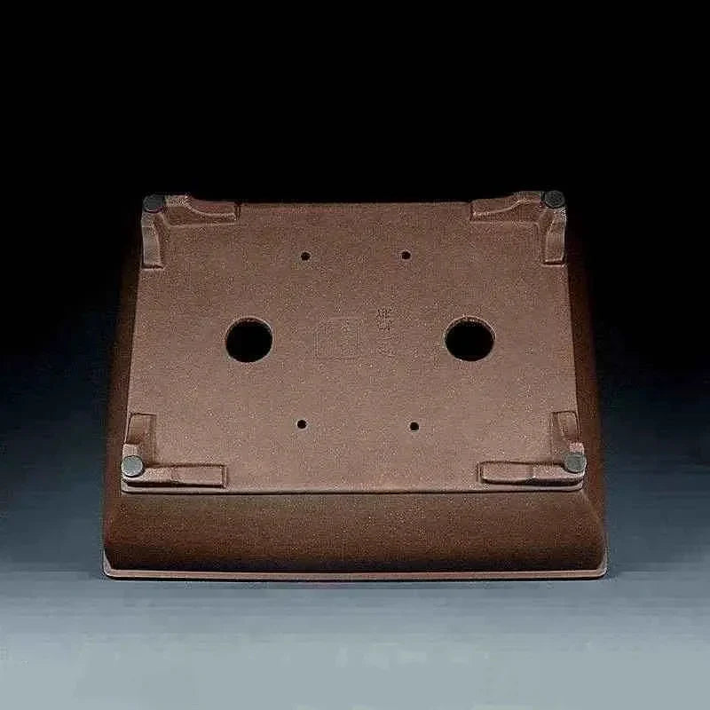 14.1 inch (36cm) Large Rectangular Bonsai Pot w Subtle Tapered Sides Bottom View