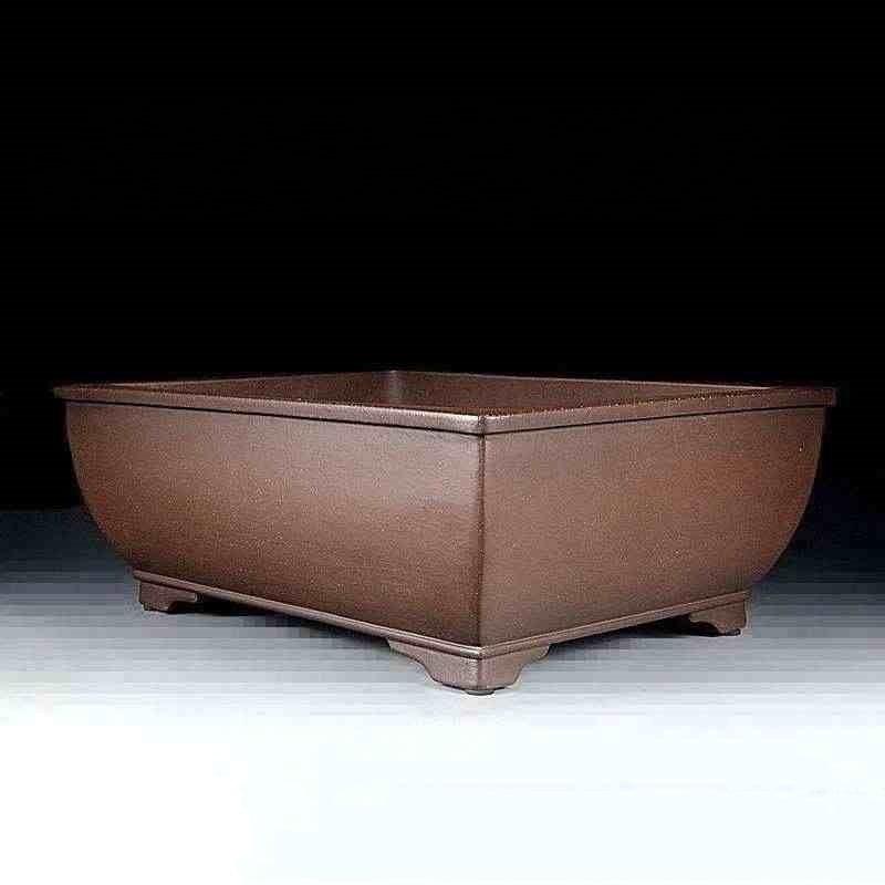14.1 inch (36cm) Large Rectangular Bonsai Pot w Subtle Tapered Sides Corner View