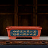 14.1 inch (36cm) Large Rectangular Bonsai Pots w Chinese Script Panel Detailing Blue Color