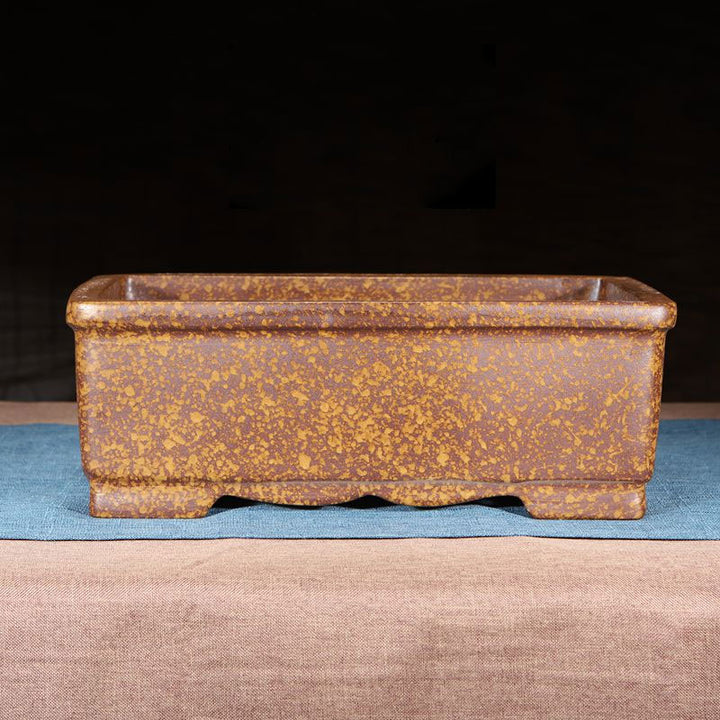 14.1 inch (36cm) Large Rectangular Speckled Finish Bonsai Pot w Curved Feet