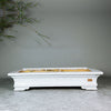 14.3 inch (36.5 cm) Large Rectangular Cracked Glaze Shallow Bonsai Pots White Color