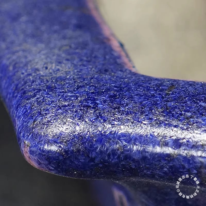 14.3 inch (36.5cm) Large Corner-Cut Taisho Kiln Fired Glazed Purple Multi-Tone Bonsai Pot Corner View Close Shot