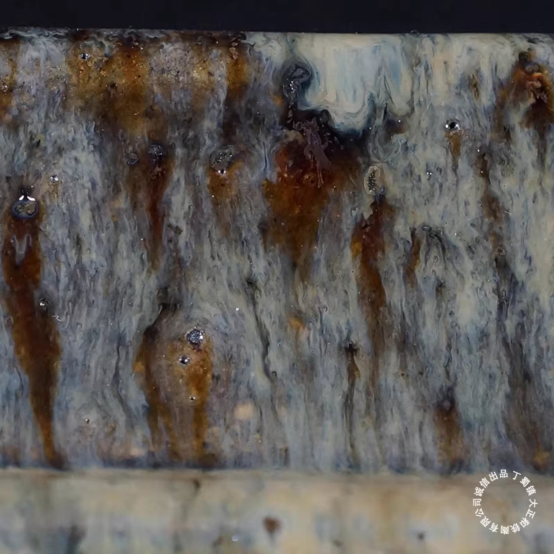 14.3 inch (36.5cm) Large Flared Rectangular Brown-Milky White Glaze Bonsai Pot Close Shot