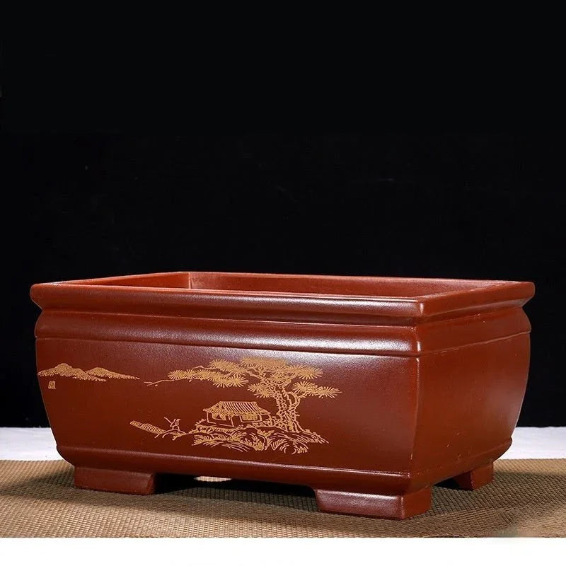 14.5" (37cm) Large Rectangular Deep Bonsai Pots in Vibrant Colors Corner View