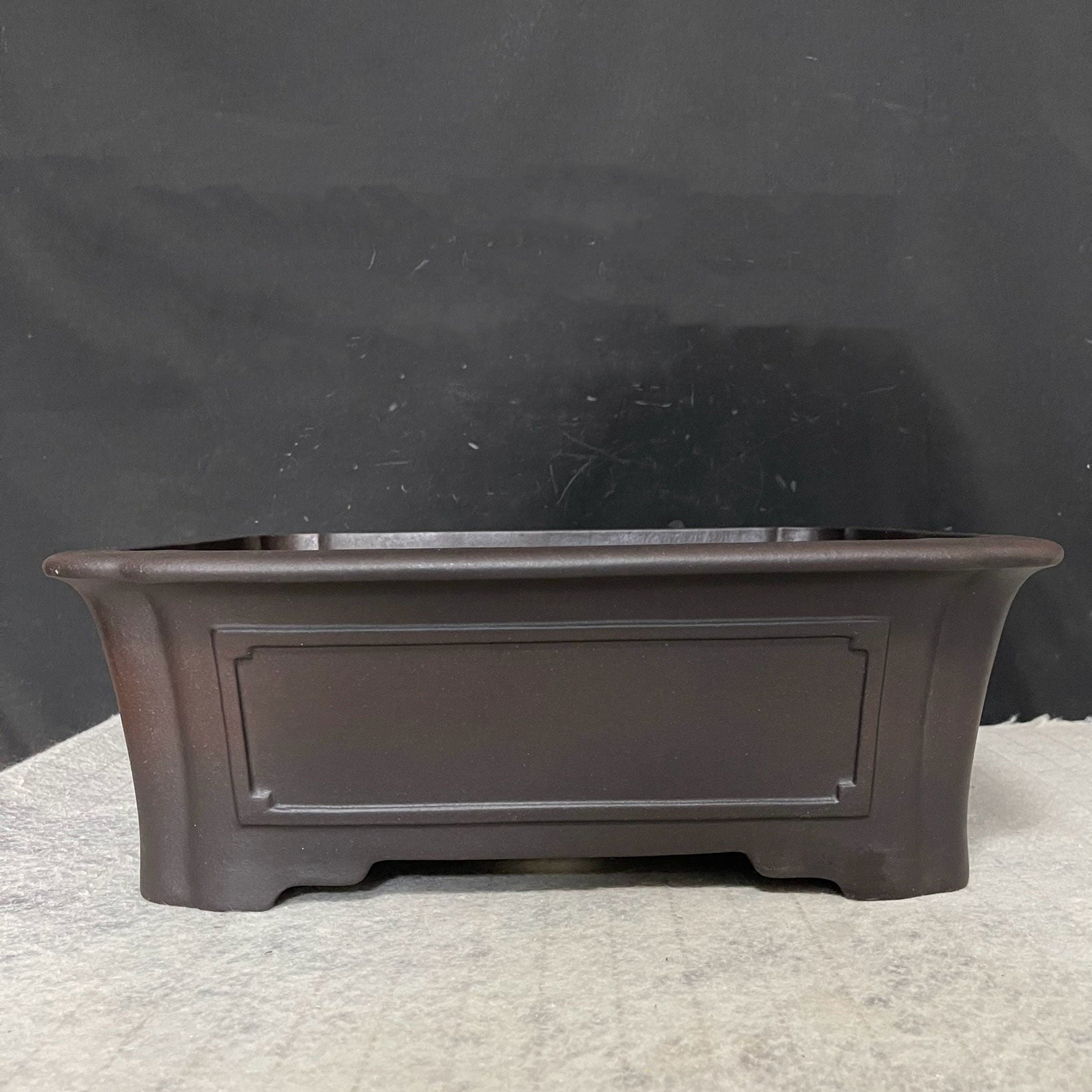 14.5 inch (37cm) Large Rectangular Bonsai Pot w Scalloped Corners & Panelled Walls