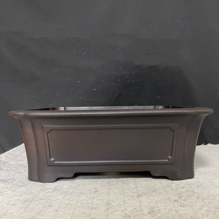14.5 inch (37cm) Large Rectangular Bonsai Pot w Scalloped Corners & Panelled Walls