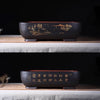 14.5 inch (37cm) Large Soft-Rectangle Artistic Bonsai Pots w Rounded Corners Black Color