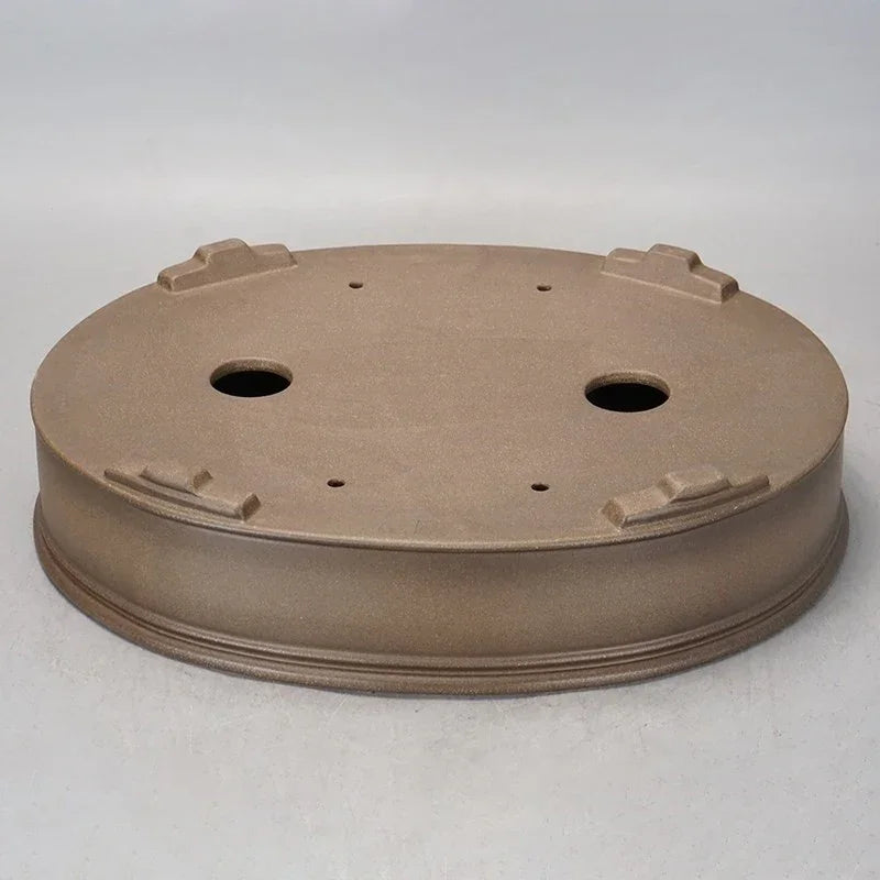 14.7" (37.5cm) Large Oval Premium Bonsai Pot w Raised Lines Bottom View