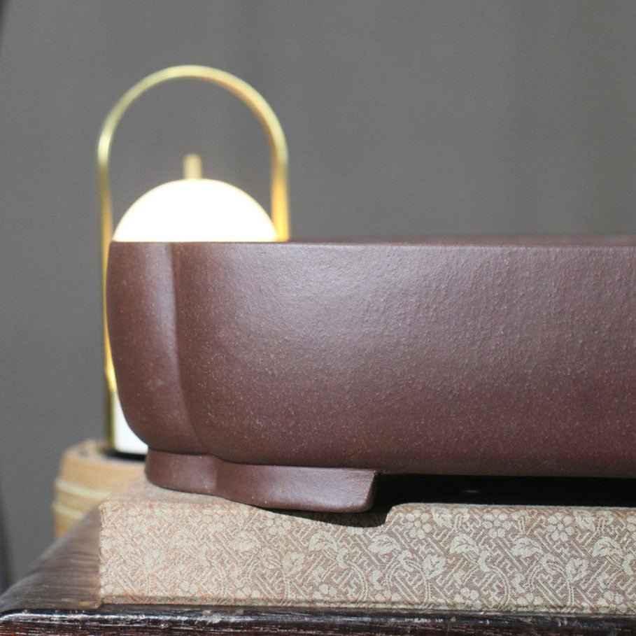 14.7" (37.5cm) Handmade Soft-Edge Rectangular Yixing Clay Bonsai Pot