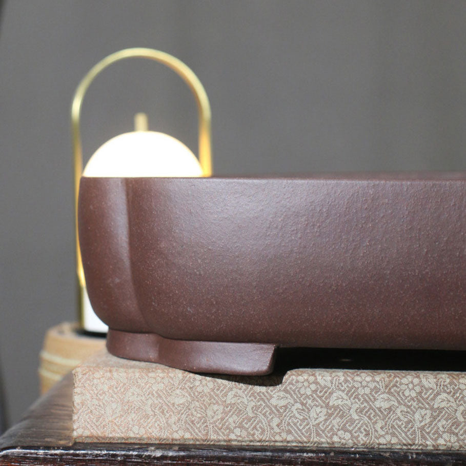 14.7" Handmade Soft-Edge Rectangular Yixing Clay Bonsai Pot Close Shot