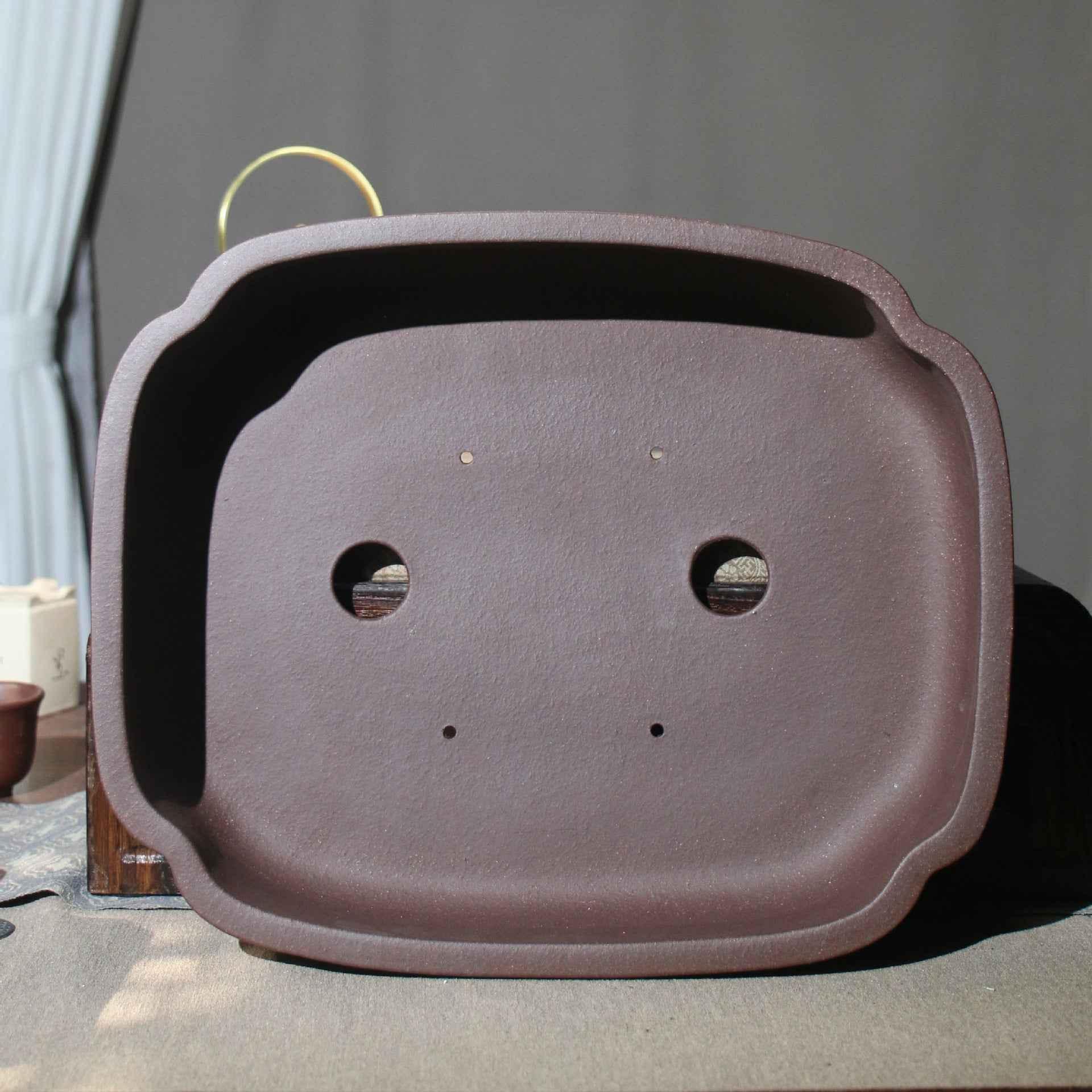 14.7" (37.5cm) Handmade Soft-Edge Rectangular Yixing Clay Bonsai Pot