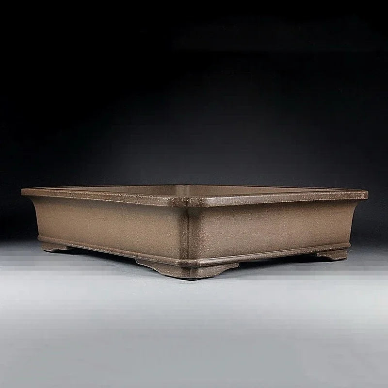 14.7 inch (37.5cm) Large Rectangular Classic Yixing Clay Bonsai Pot Corner View