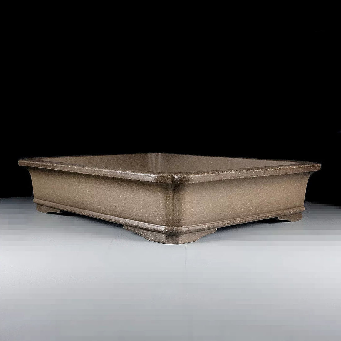 14.7 inch (37.5cm) Large Rectangular Shallow Soft Indented Corner Beige Bonsai Pot Corner View