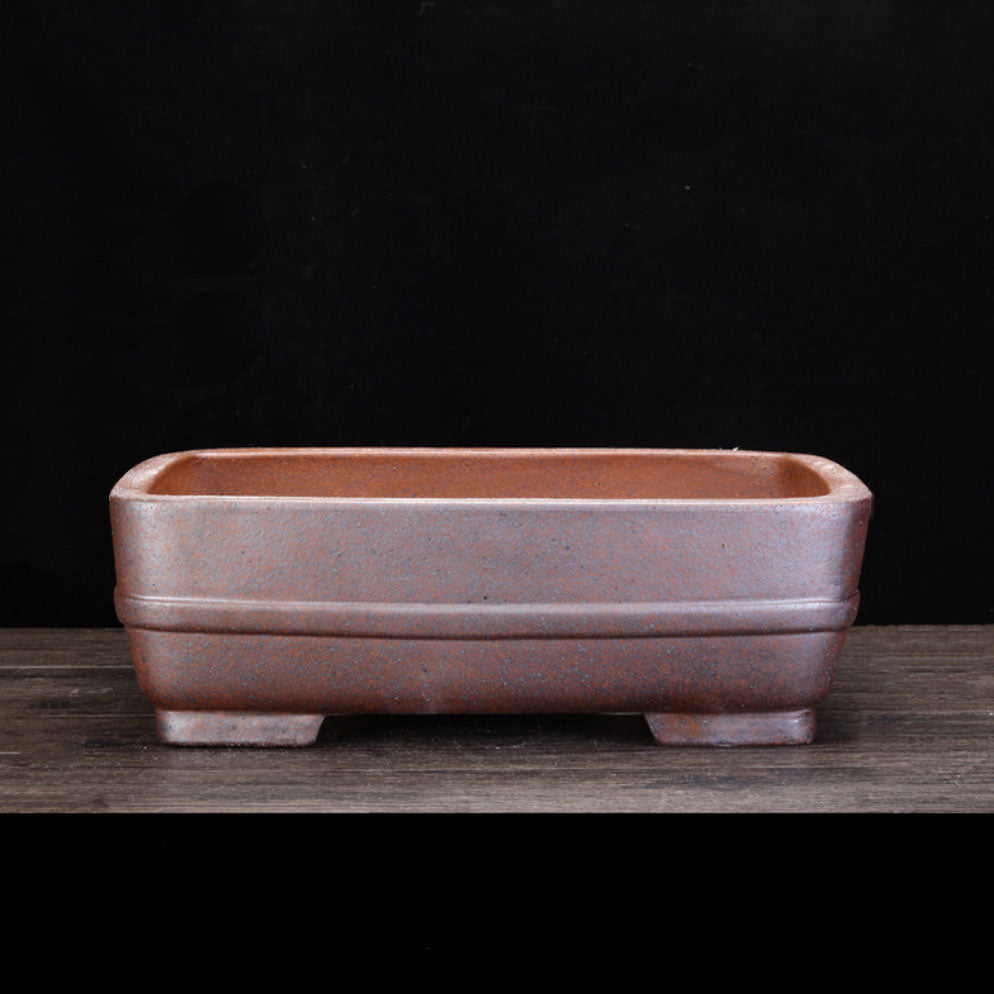 14.8" (37.7cm) Large Rectangular Firewood-Burning Yixing Clay Bonsai Pot