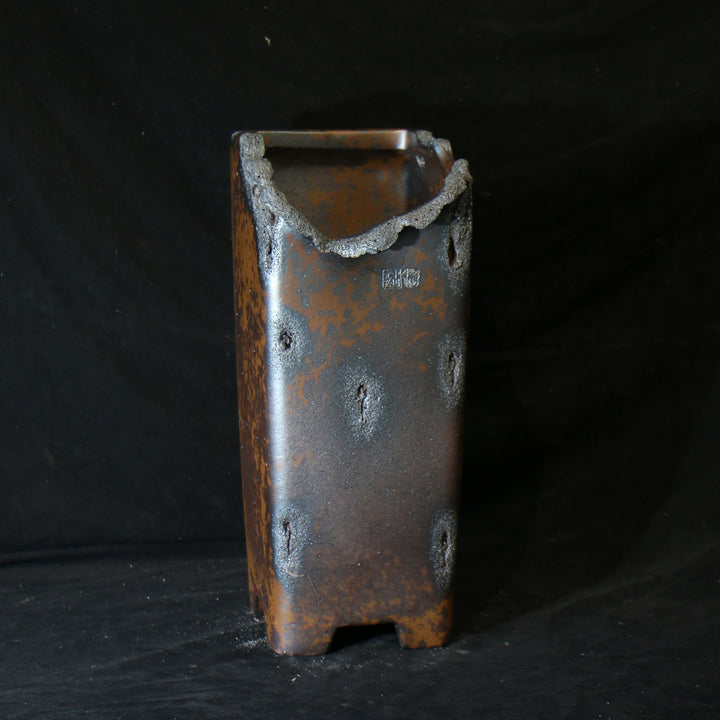 14.9 inch (38cm) Extra Deep Broken Edge-Style Speckled Finish Unglazed Cascade Bonsai Pot