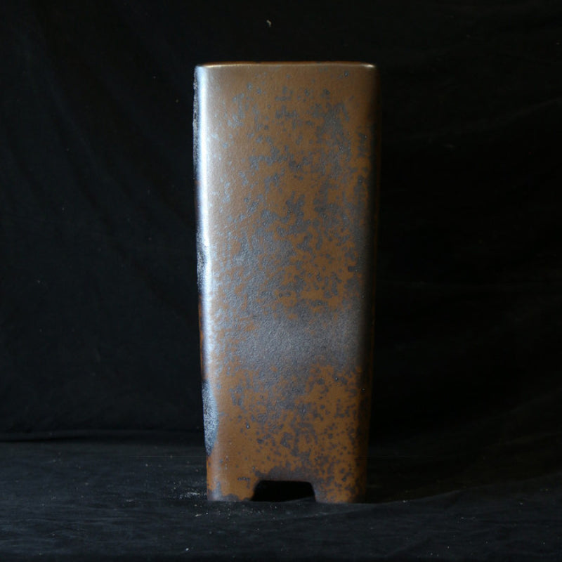 14.9 inch (38cm) Extra Deep Broken Edge-Style Speckled Finish Unglazed Cascade Bonsai Pot Back View