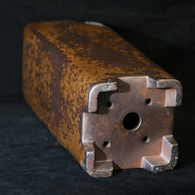 14.9 inch (38cm) Extra Deep Broken Edge-Style Speckled Finish Unglazed Cascade Bonsai Pot Bottom View