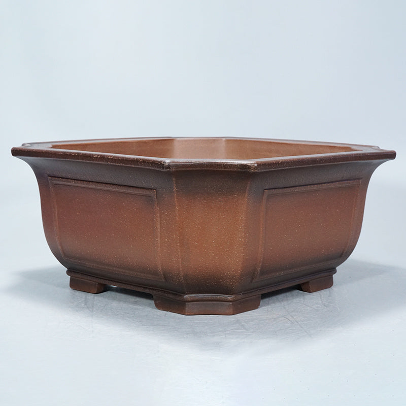 14.9 inch (38cm) Large 6.7" (17cm) Deep Square Dual-Tone Semi-Cascade Bonsai Pot Corner View
