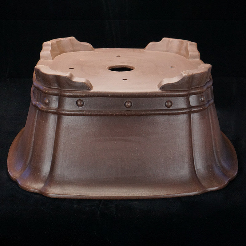 14.9 inch (38cm) Large 7.8 inch (20cm) Deep Square Studded Semi Cascade Bonsai Pot Bottom View