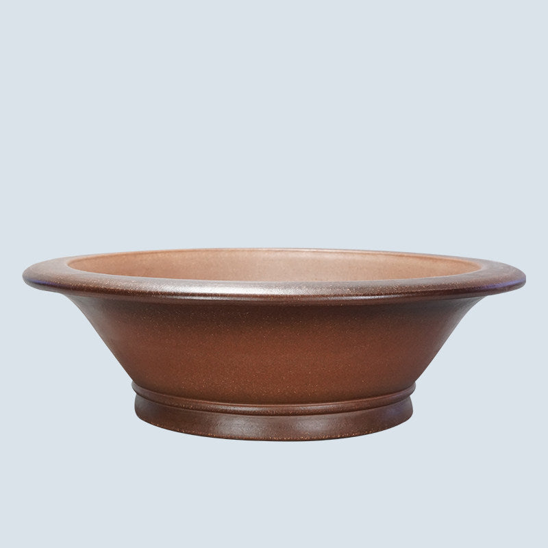 14.9 inch (38cm) Large Flared Round Gradient Finish Unglazed Bonsai Pot w Wide Rim