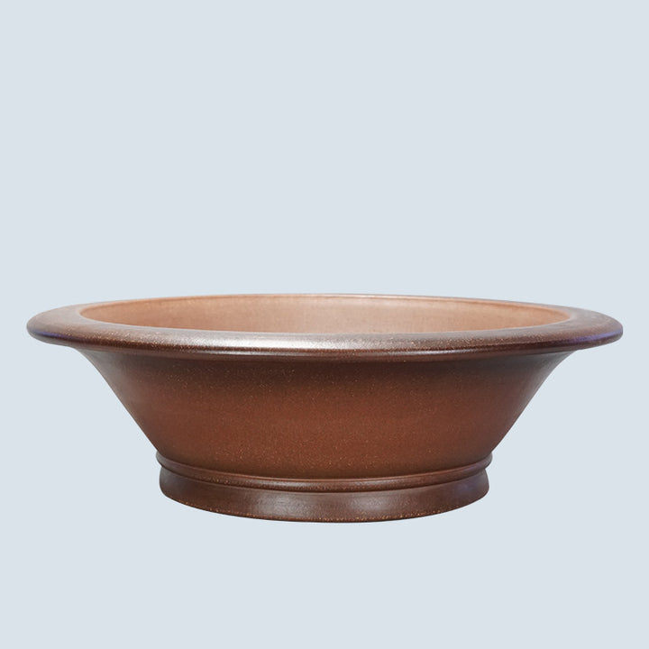 14.9 inch (38cm) Large Flared Round Gradient Finish Unglazed Bonsai Pot w Wide Rim