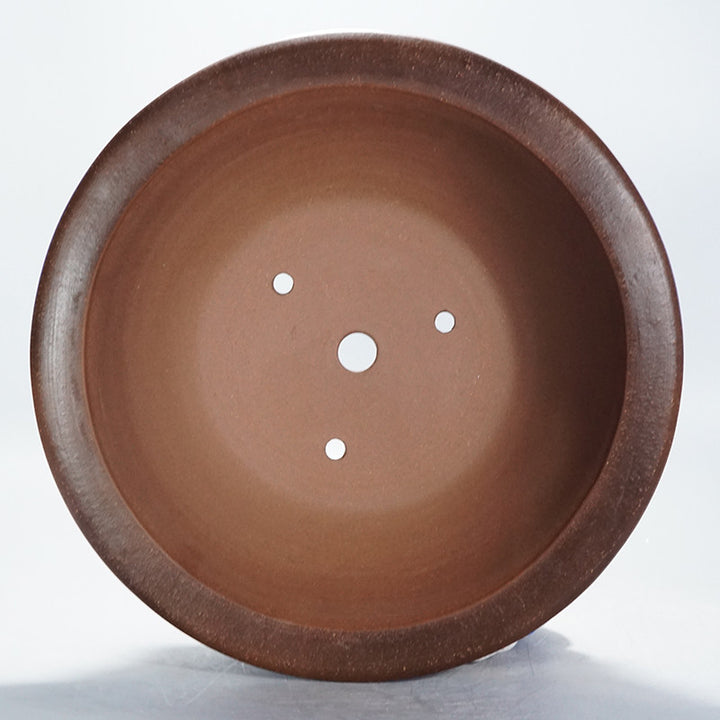 14.9 inch (38cm) Large Flared Round Gradient Finish Unglazed Bonsai Pot w Wide Rim Inner View
