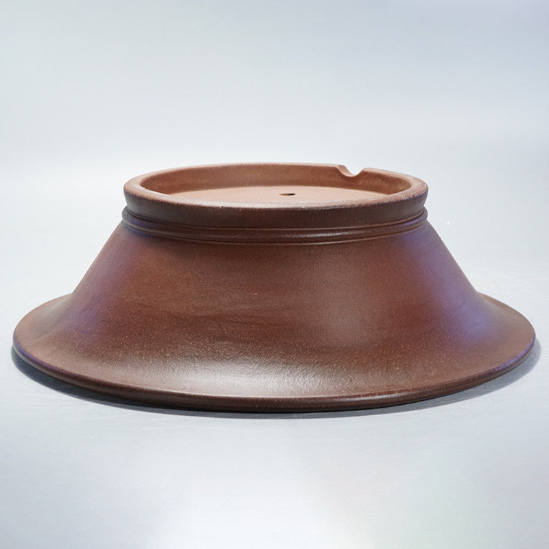 14.9 inch (38cm) Large Flared Round Gradient Finish Unglazed Bonsai Pot w Wide Rim Upside Down View