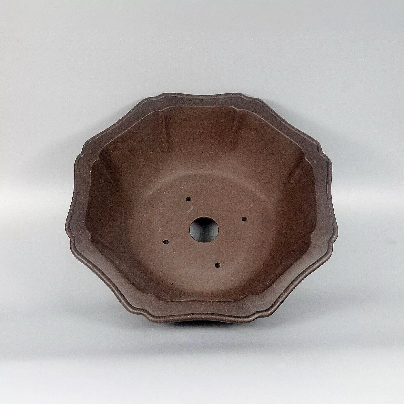 14.9 inch (38cm) Large Lotus-Petal Like Octagonal Unglazed Bonsai Pot Inner View