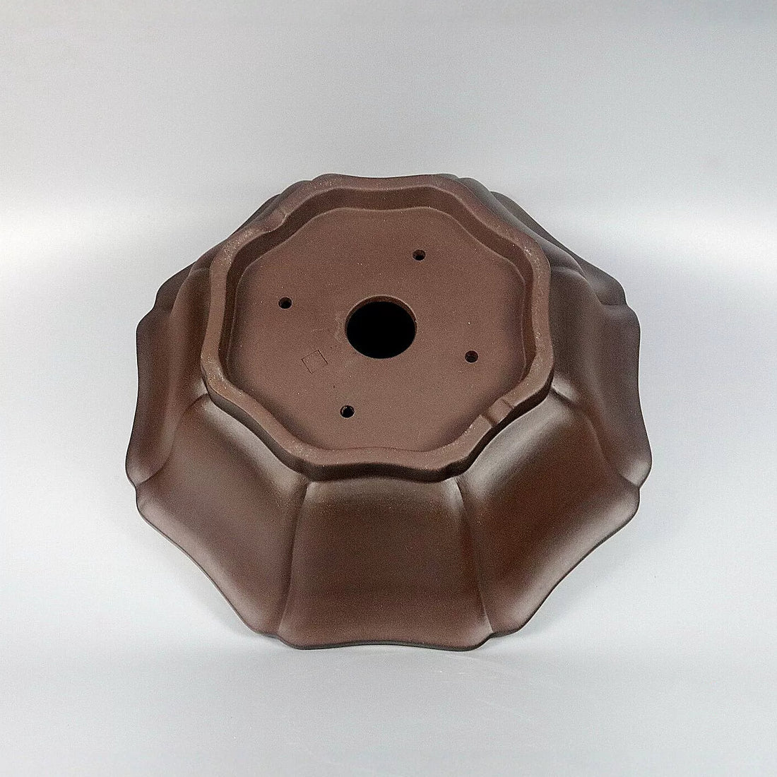14.9 inch (38cm) Large Lotus-Petal Like Octagonal Unglazed Bonsai Pot Bottom View