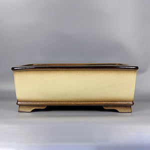 14.9 inch (38cm) Large Rectangular Glazed Yellow Dual Tone Premium Bonsai Pot 
