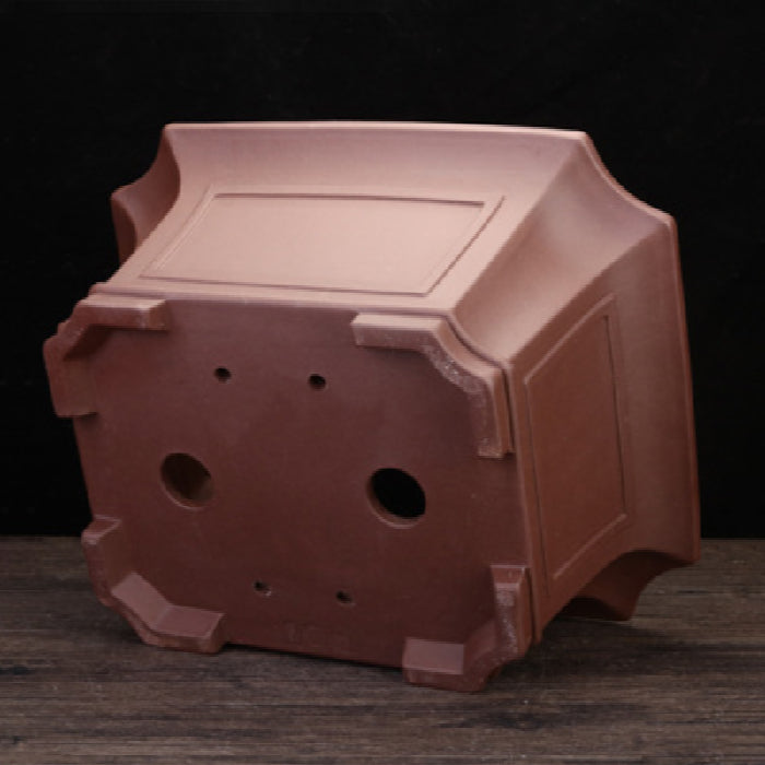 14 inch (36.5cm) Large 6 inch (17cm) Deep Corner-Cut Rectangular Bonsai Pot Bottom View