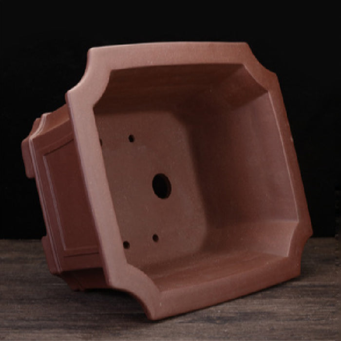 14 inch (36.5cm) Large 6 inch (17cm) Deep Corner-Cut Rectangular Bonsai Pot Inner View