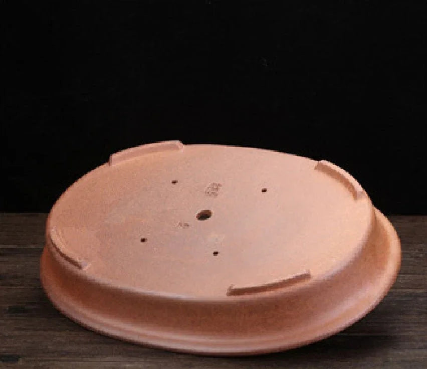 15.1" (38.5cm) Large Oval Shallow Rustic Forest Bonsai Pot Bottom View