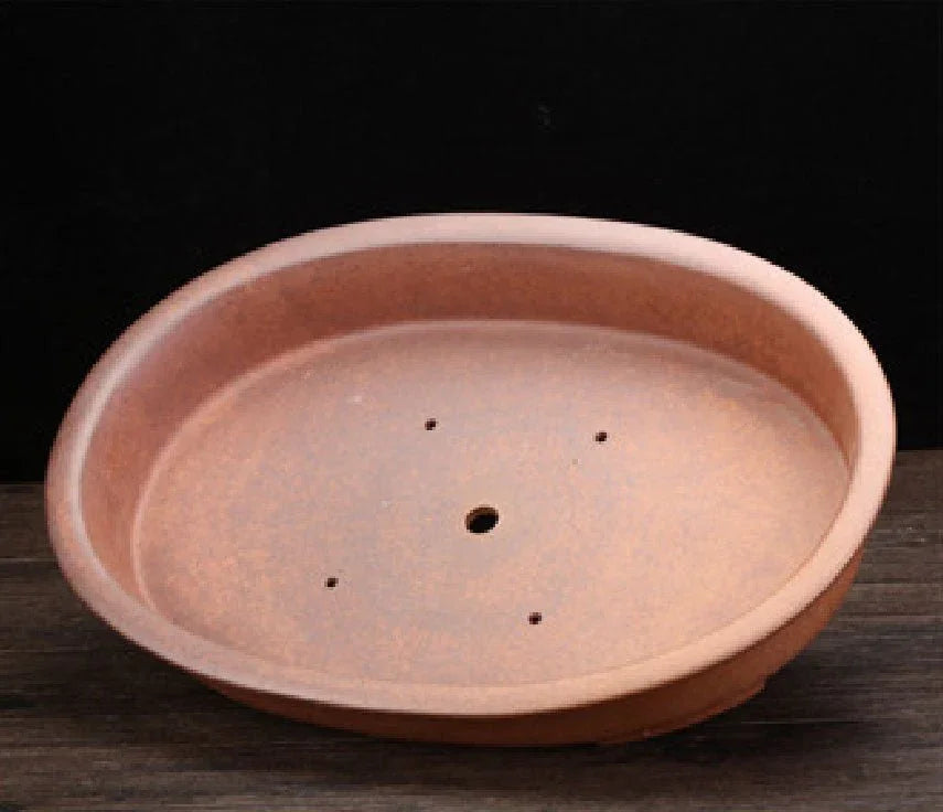 15.1" (38.5cm) Large Oval Shallow Rustic Forest Bonsai Pot Inner View