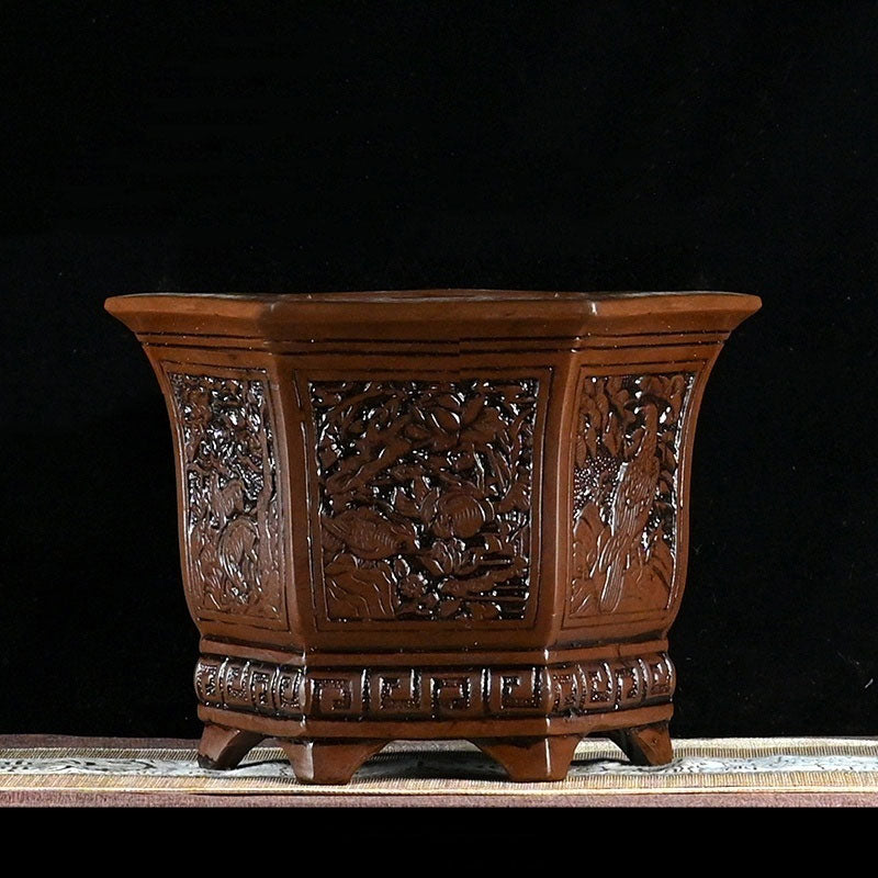 15.3" (39cm) Large Extra-Deep Antique-Like Hexagonal Bonsai Pot